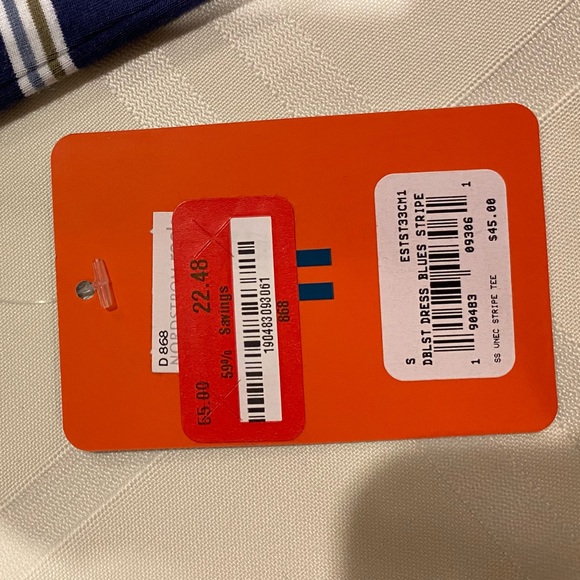 NWT Tommy John Men's V Neck Short Sleeve undershirt, striped dark blue, sz small - Picture 4 of 5